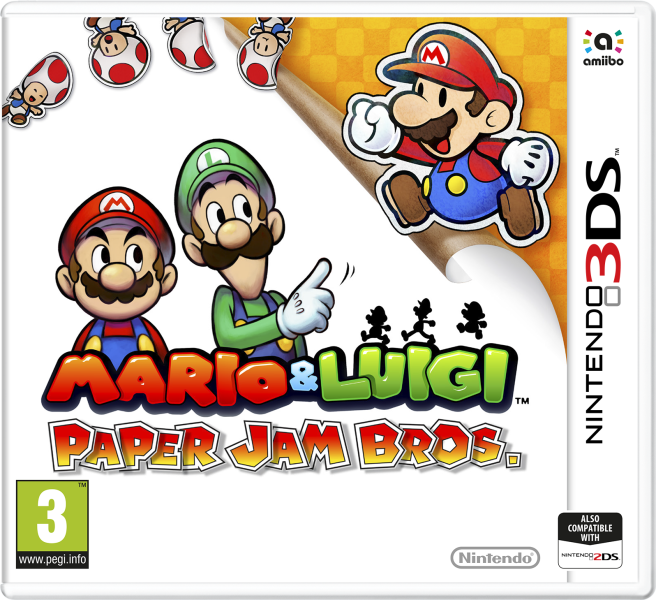 Cover: Mario und Luigi schauen zu einem Paper Mario.