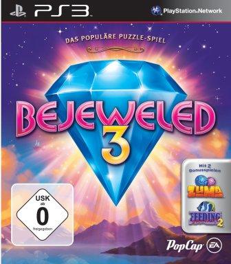 Das Titelbild zeigt einen großen blauen Diamanten und den Schriftzug "Bejeweled 3".