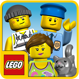 Cover vom Bild mit einem LEGO-Polizisten, LEGO-Verbrecher und einer LEGO-Frau mit LEGO-Katze.