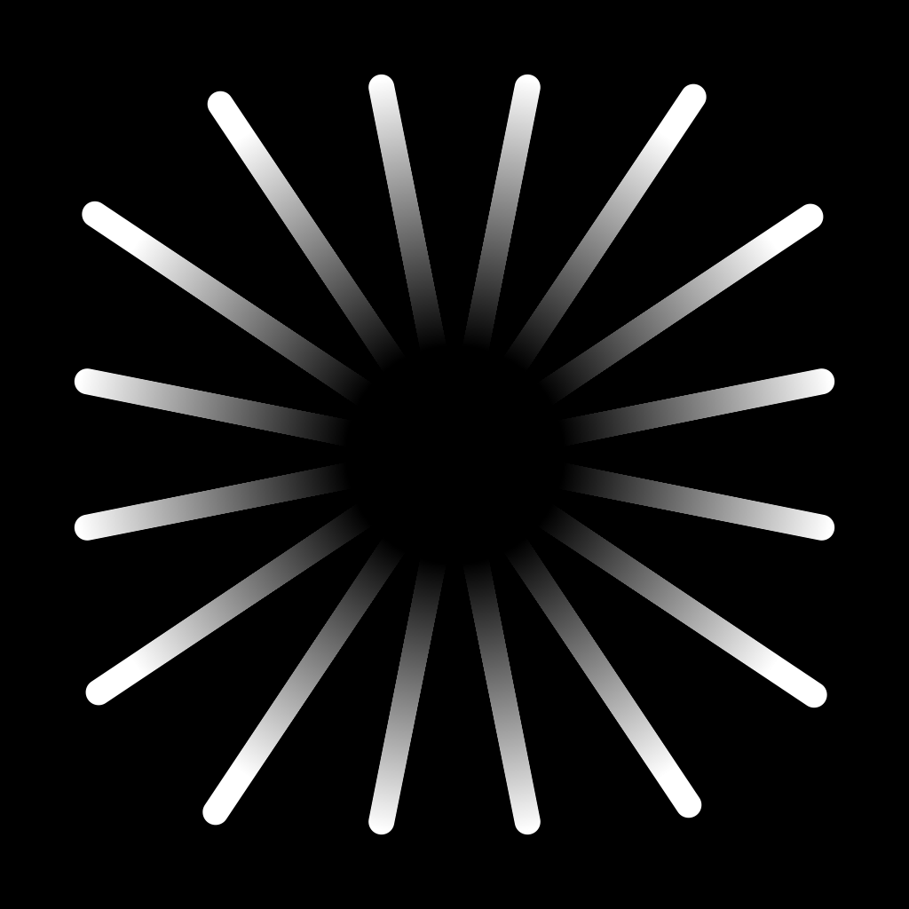 Logo des Spiels: Ein schwarzes Rechteck auf dem sternförmig mit etwas Abstand zur Mitte weiße Linien von innen nach außen gehen. 