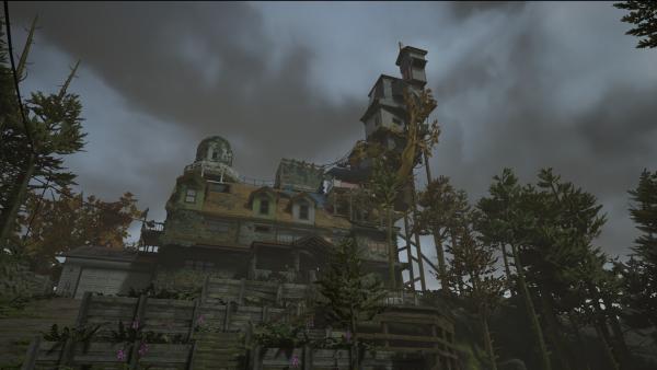 Screenshot: Ein großes Haus, umgeben von Bäumen.