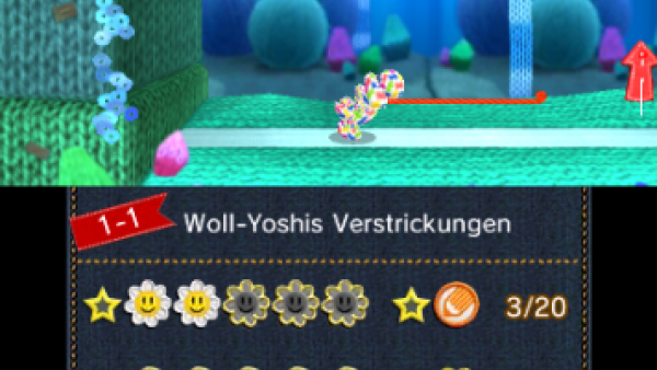 Screenshot: Ein bunter Yoshi streckt gerade seine Zunge heraus.