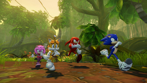 Sonic und seine Freunde im Wald.