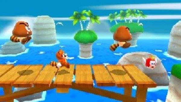 Mario läuft auf einem Steg in Richtung Wasser.