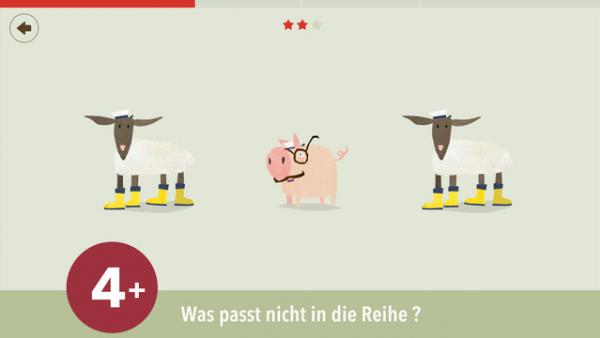 Screenshot: ein Schwein und zwei Schafe