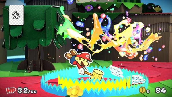 Screenshot: Mario setzt seinen Farbhammer ein
