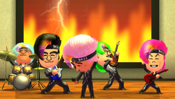 Screenshot von "Tomodachi Life" mit einer Rockband